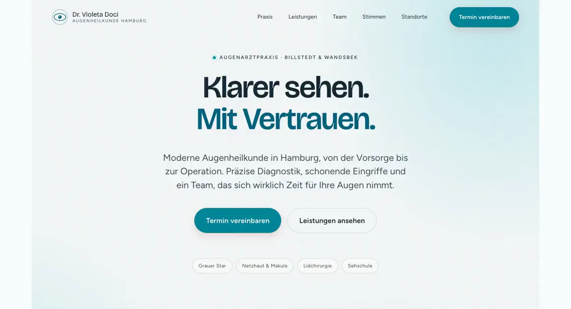 Demo-Entwurf einer Website, Augenheilkunde · Hamburg