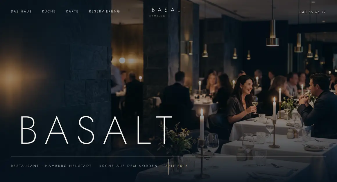 Entwurf einer Website, Restaurant · Hamburg