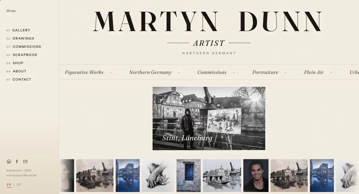 Entwurf einer Website, Kunst & Portrait · Lüneburg