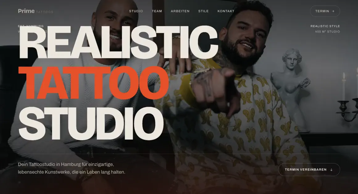 Demo-Entwurf einer Website, Tattoostudio · Hamburg